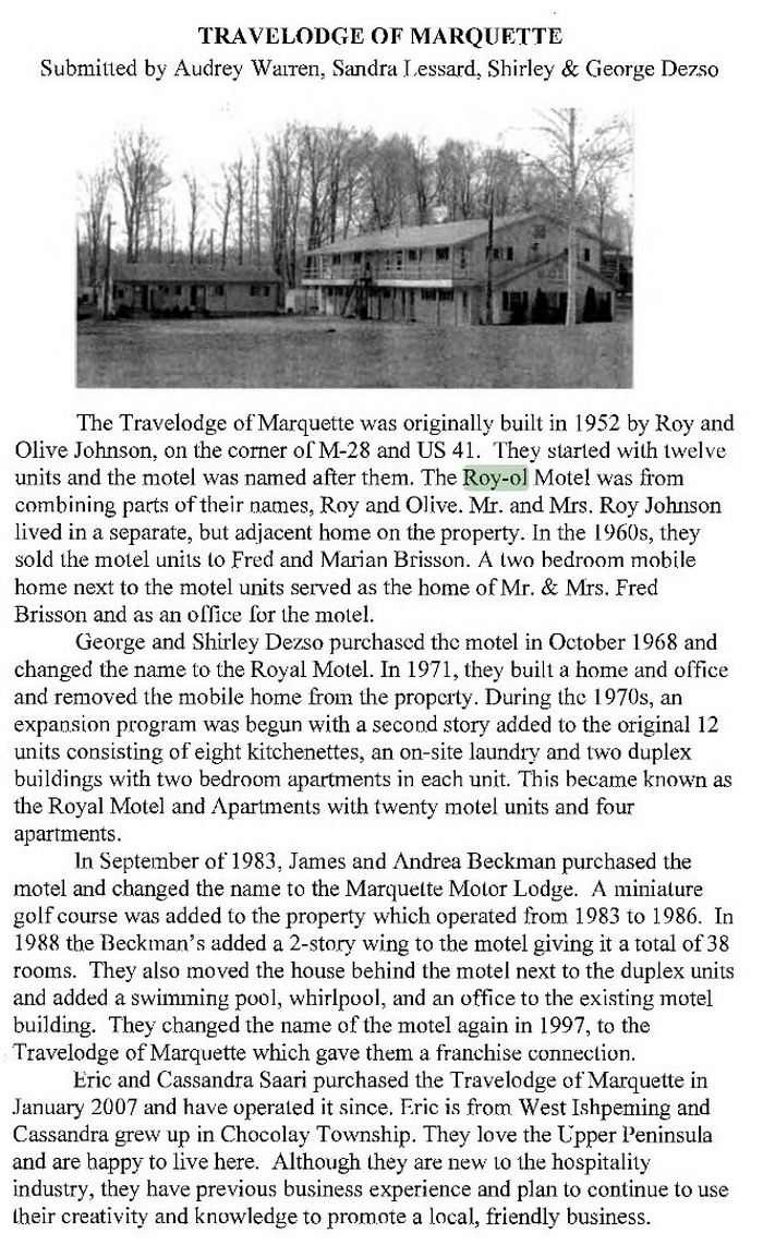 Roy-Ol Motel - From Chocolay Twp Website (newer photo)